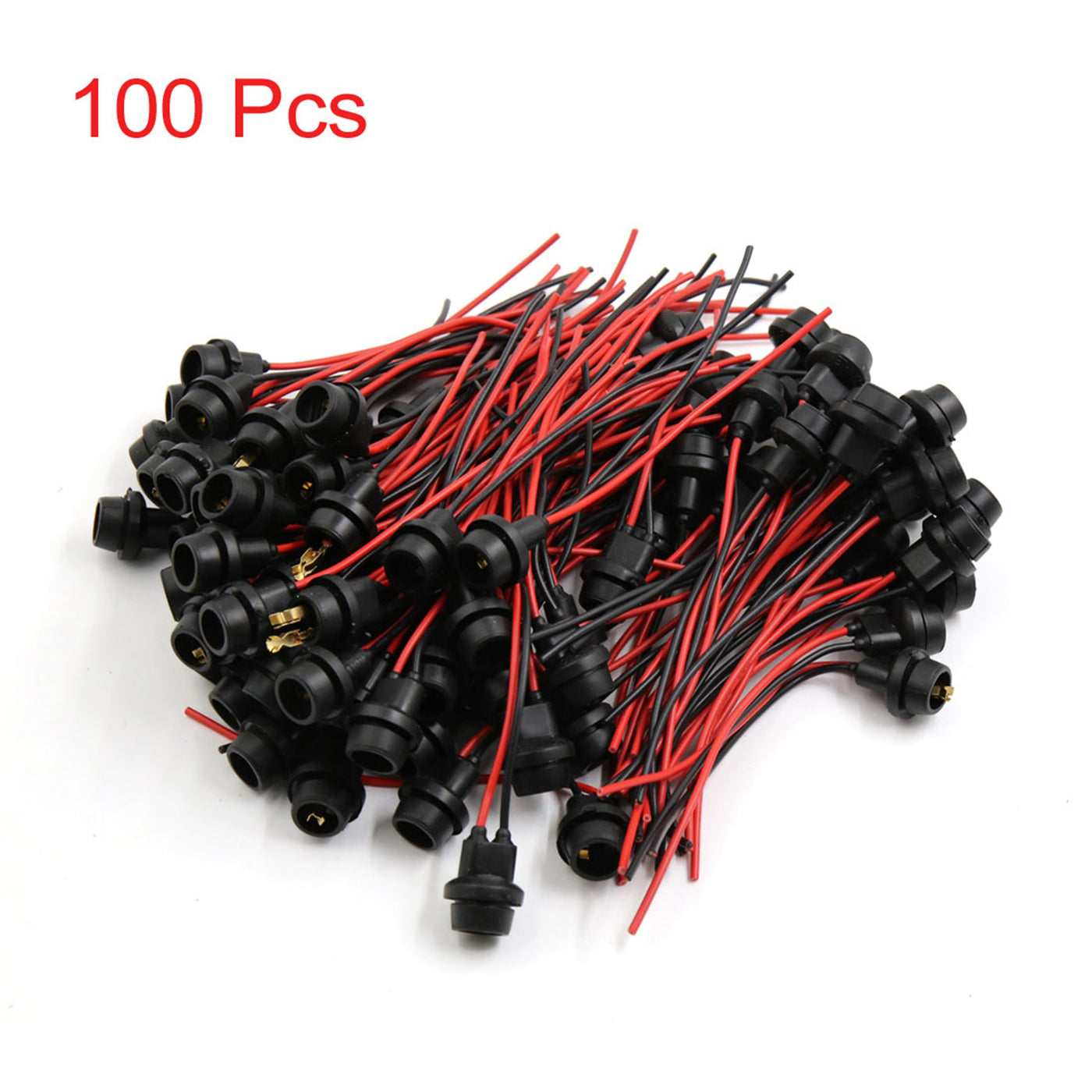 uxcell Uxcell 100 Pcs Red Black T10 Light Bulb Socket Holder Harness Wire Connector for Car