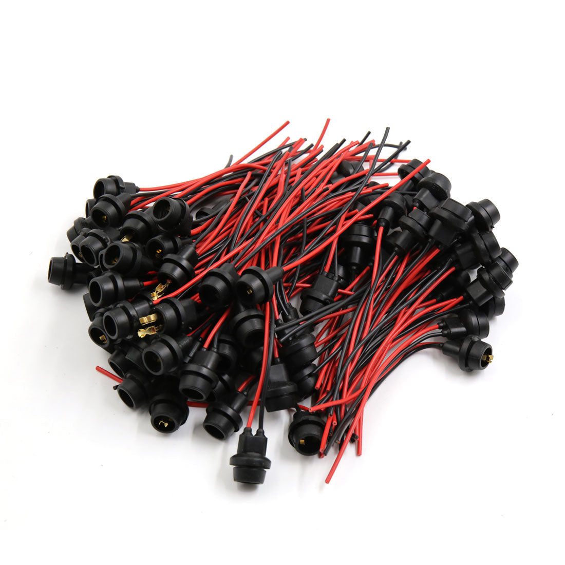 uxcell Uxcell 100 Pcs Red Black T10 Light Bulb Socket Holder Harness Wire Connector for Car