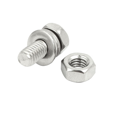 Harfington Uxcell M6x14mm 304 Stainless Steel Phillips Drive Hex Head Screw Nut w Washer 10 Sets