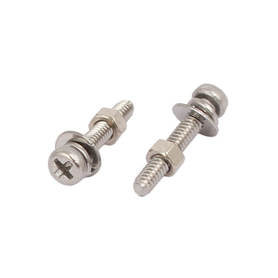 Harfington Uxcell M1.6x10mm 304 Stainless Steel Phillips Pan Head Bolt Screw Nut w Washer 25 Sets