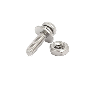 Harfington Uxcell M2x8mm 304 Stainless Steel Phillips Pan Head Bolt Screw Nut w Washer 25 Sets