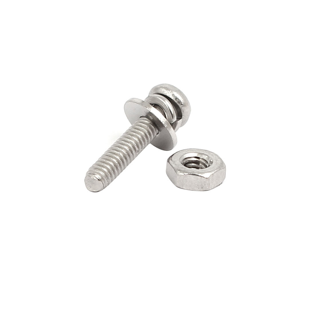 uxcell Uxcell M2x10mm 304 Stainless Steel Phillips Pan Head Bolt Screw Nut w Washer 25 Sets