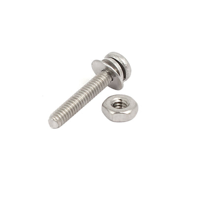 Harfington Uxcell M2x12mm 304 Stainless Steel Phillips Pan Head Bolt Screw Nut w Washer 25 Sets