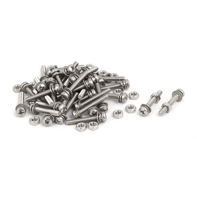 Harfington Uxcell 35 Sets Schraube M3x20mm 304 Edelstahl Kreuz Flacher Kopf Mutter mit Dichtung DE de