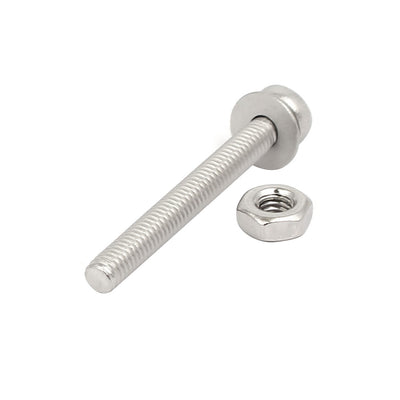 Harfington Uxcell M3x25mm 304 Stainless Steel Phillips Pan Head Bolt Screw Nut w Washer 25 Sets