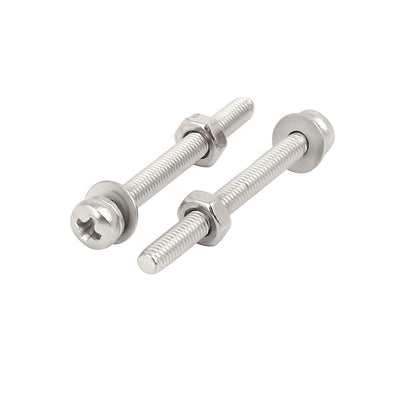 Harfington Uxcell M3x30mm 304 Stainless Steel Phillips Pan Head Bolt Screw Nut w Washer 20 Sets