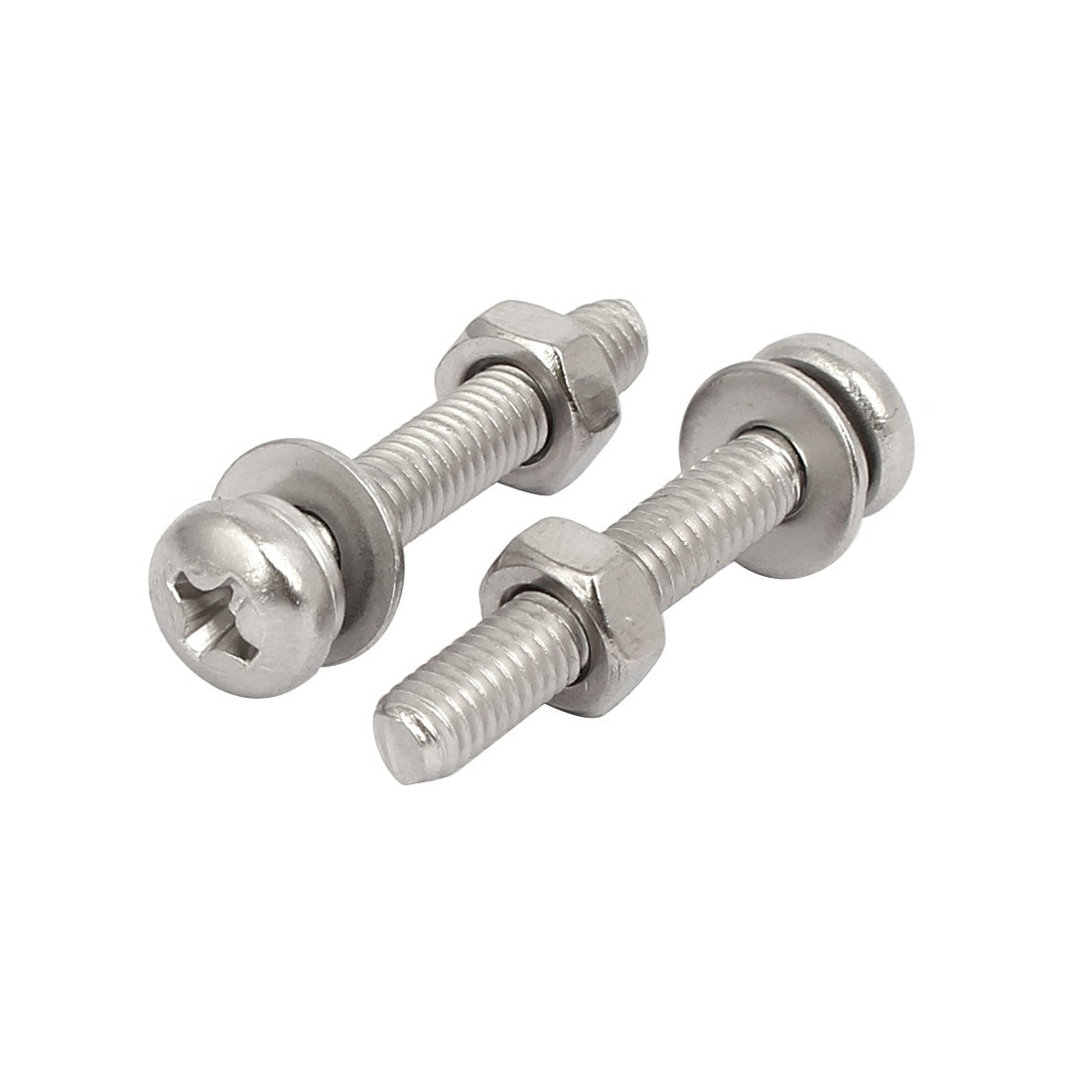 uxcell Uxcell M4x25mm 304 Stainless Steel Phillips Pan Head Bolt Screw Nut w Washer 15 Sets