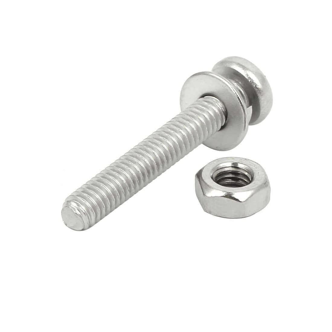 uxcell Uxcell M4x25mm 304 Stainless Steel Phillips Pan Head Bolt Screw Nut w Washer 15 Sets