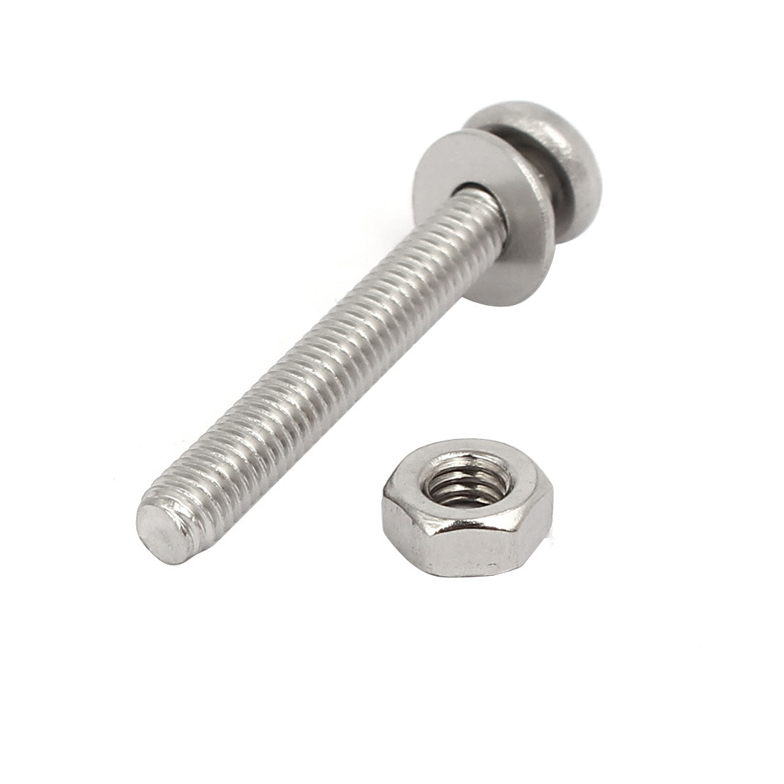 uxcell Uxcell M4x30mm 304 Stainless Steel Phillips Pan Head Bolt Screw Nut w Washer 20 Sets