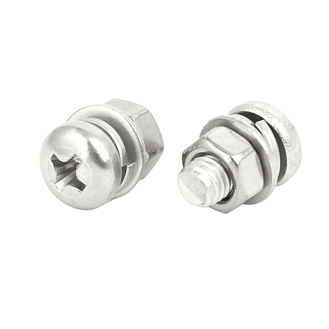 uxcell Uxcell M5x10mm 304 Stainless Steel Phillips Pan Head Bolt Screw Nut w Washer 12 Sets