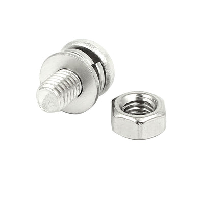 Harfington Uxcell M5x10mm 304 Stainless Steel Phillips Pan Head Bolt Screw Nut w Washer 12 Sets