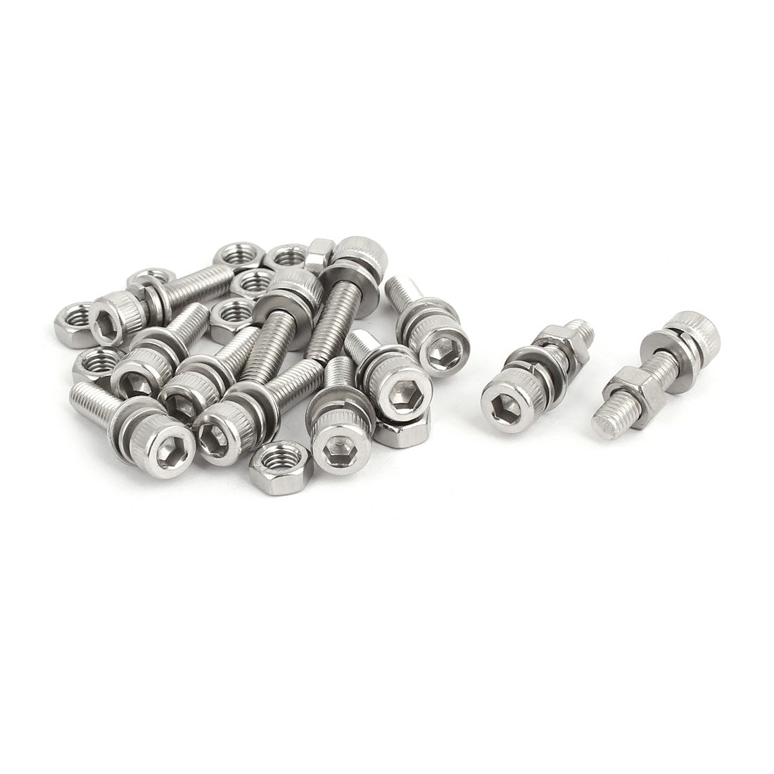 uxcell Uxcell M5x20mm 304 Stainless Steel Hex Socket Head Cap Bolt Screw Nut w Washer 12 Sets