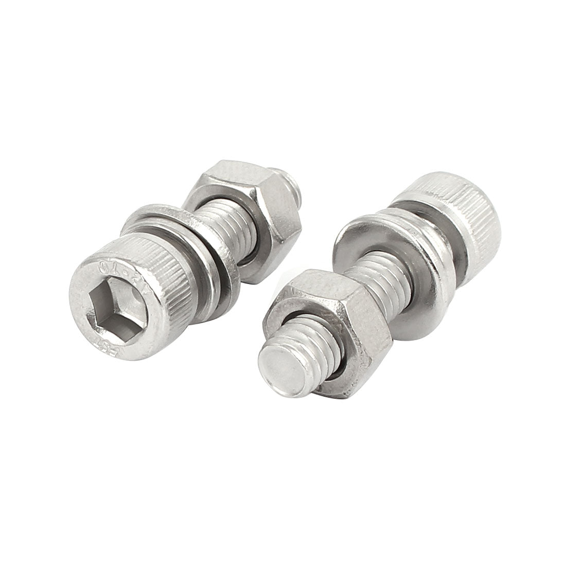 uxcell Uxcell M6x22mm 304 Stainless Steel Hex Socket Head Cap Bolt Screw Nut w Washer 8 Sets