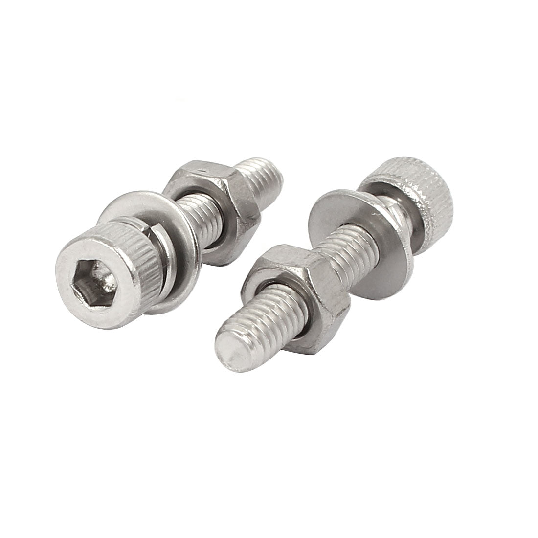 uxcell Uxcell M4x20mm 304 Stainless Steel Hex Socket Head Cap Bolt Screw Nut w Washer 25 Sets