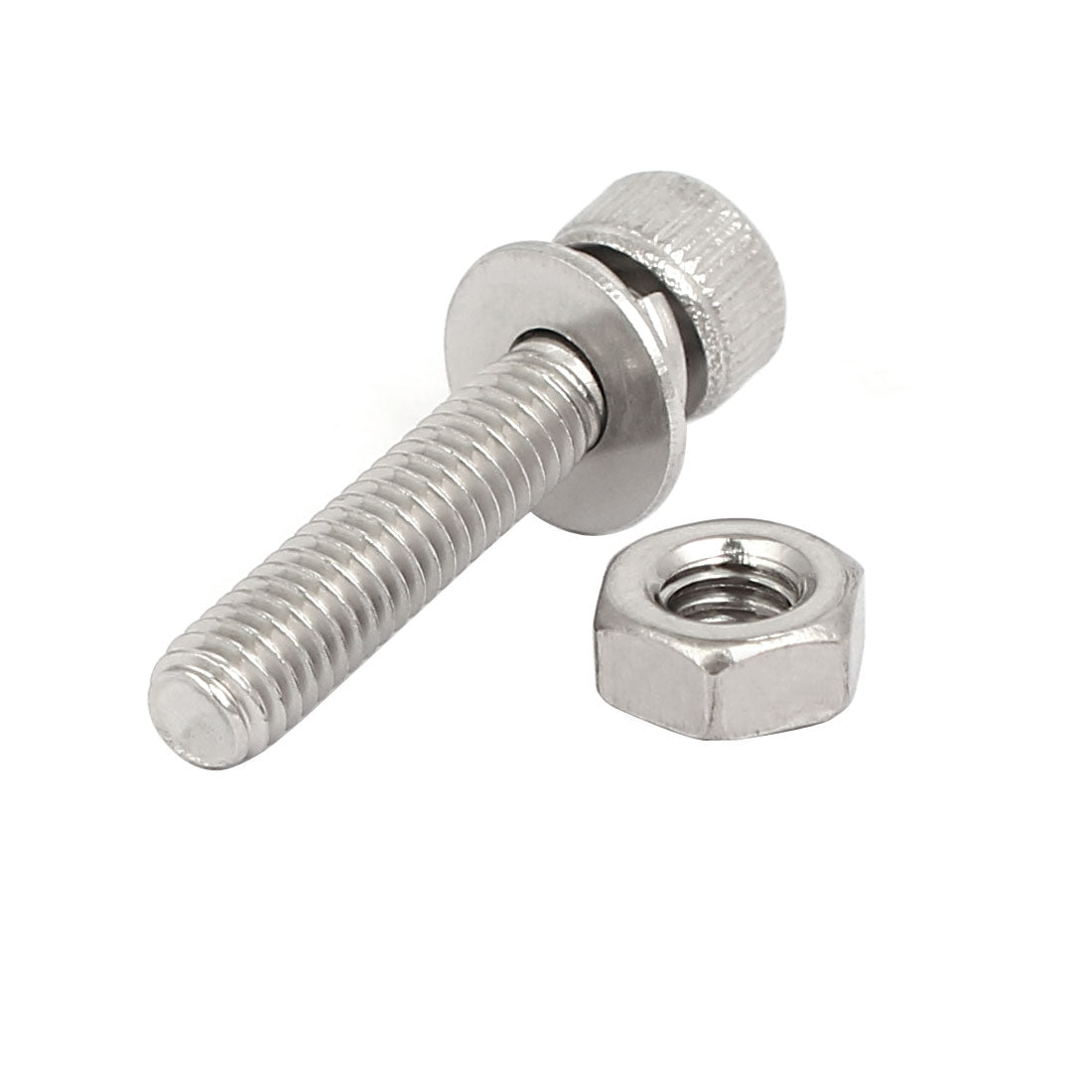 uxcell Uxcell M4x20mm 304 Stainless Steel Hex Socket Head Cap Bolt Screw Nut w Washer 25 Sets