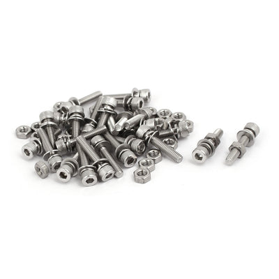 Harfington Uxcell M4x20mm 304 Stainless Steel Hex Socket Head Cap Bolt Screw Nut w Washer 25 Sets