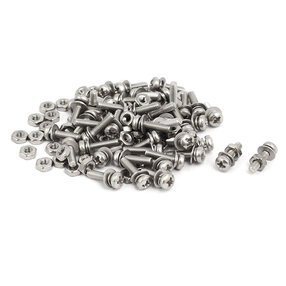 uxcell Uxcell 45 Sätze M2.5x10mm 304 Edelstahl Kreuzschlitz Flachkopfschraube Muttern Scheibe DE de