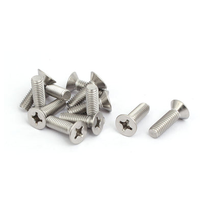 Harfington Uxcell M6x20mm 316 Stainless Steel Phillips Countersunk Bolt Machine Screw 12pcs