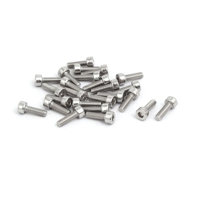 Harfington Uxcell M2.5X8mm 316 Stainless Steel Fully Thread Hex Socket Cap Screw Bolt 25pcs