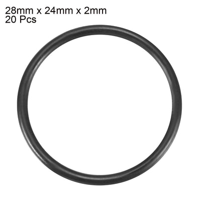 Harfington Uxcell 20Pcs Black 28 x 2mm Industrial Flexible Rubber O Ring Oil Sealing Grommets