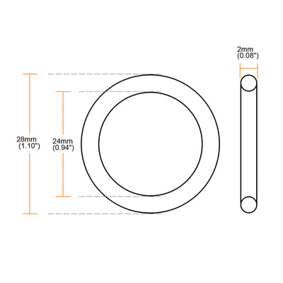 Harfington Uxcell 20Pcs Black 28 x 2mm Industrial Flexible Rubber O Ring Oil Sealing Grommets