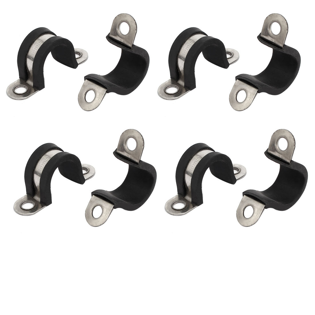 uxcell Uxcell 16mm Dia Rubber Lined U Shaped 304 Stainless Steel Pipe Clip Hose Clamp 8pcs