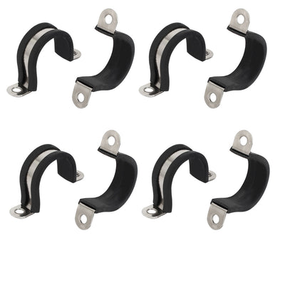 Harfington Uxcell 25mm Dia Rubber Lined U Shaped 304 Stainless Steel Pipe Clip Hose Clamp 8pcs