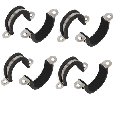 Harfington Uxcell 28mm Dia Rubber Lined U Shaped 304 Stainless Steel Pipe Clip Hose Clamp 8pcs