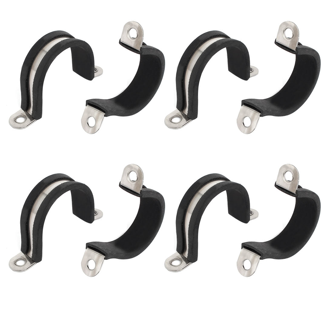 uxcell Uxcell 30mm Dia Rubber Lined U Shaped 304 Stainless Steel Pipe Clip Hose Clamp 8pcs