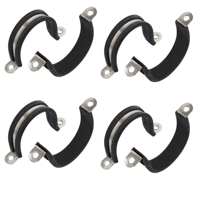 Harfington Uxcell 38mm Dia Rubber Lined U Shaped 304 Stainless Steel Pipe Clip Hose Clamp 8pcs