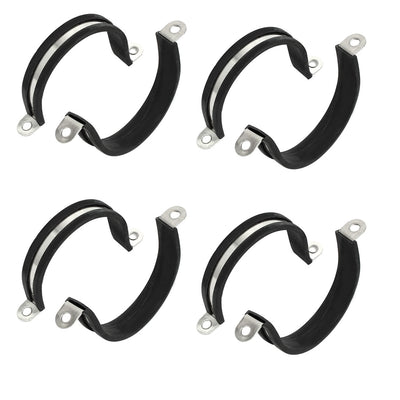 Harfington Uxcell 50mm Dia Rubber Lined U Shaped 304 Stainless Steel Pipe Clip Hose Clamp 8pcs