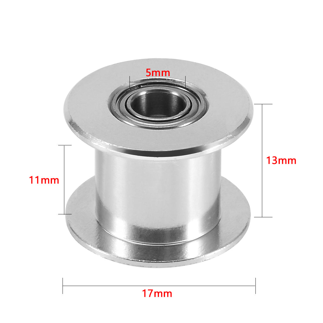 uxcell Uxcell Aluminum 5mm Bore Toothless 2mm Pitch Timing Belt Pulley with Ball Bearing