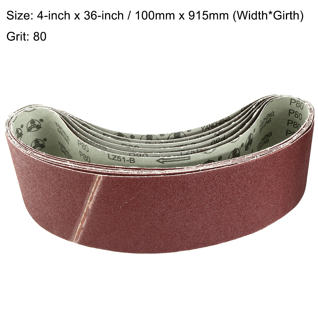 uxcell Uxcell 4-Inch x 36-Inch Aluminum Oxide Sanding Belt 80 Grits Lapped Joint 6pcs