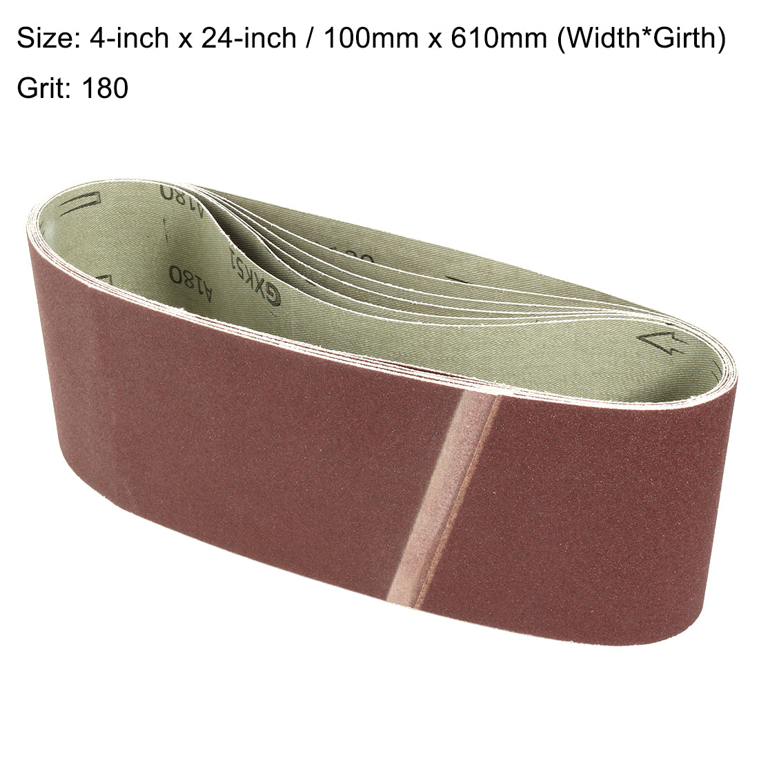 uxcell Uxcell 4-Inch x 24-Inch Aluminum Oxide Sanding Belt 180 Grits Lapped Joint 6pcs