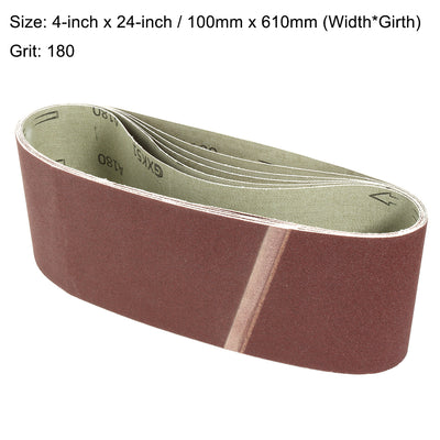 Harfington Uxcell 4-Inch x 24-Inch Aluminum Oxide Sanding Belt 180 Grits Lapped Joint 6pcs