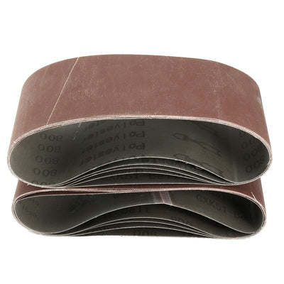 Harfington Uxcell 4-Inch x 24-Inch Aluminum Oxide Sanding Belt 800 Grits Flush Joint 10pcs