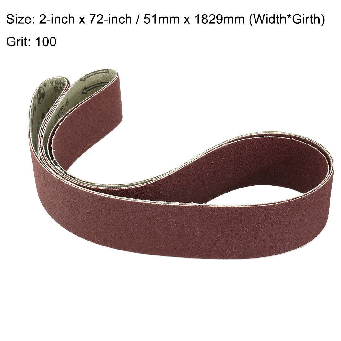 uxcell Uxcell 2-Inch x 72-Inch Aluminum Oxide Sanding Belt 100 Grits Lapped Joint 2pcs