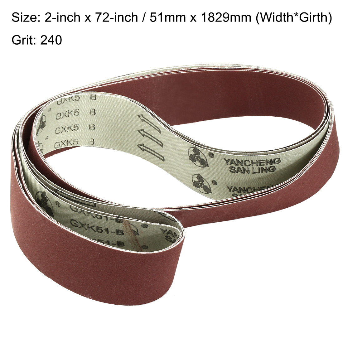 uxcell Uxcell 2-Inch x 72-Inch Aluminum Oxide Sanding Belt 240 Grits Lapped Joint 4pcs