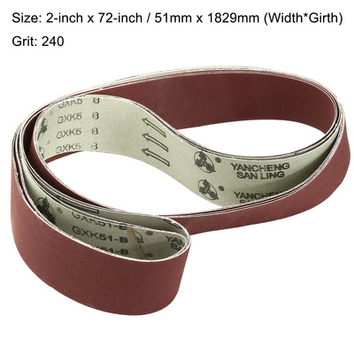 Harfington Uxcell 2-Inch x 72-Inch Aluminum Oxide Sanding Belt 240 Grits Lapped Joint 4pcs