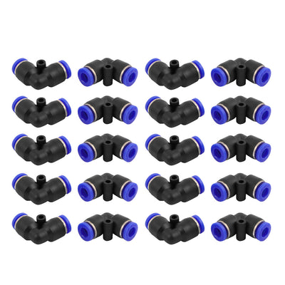 Harfington Uxcell 20Pcs 6mm Dia L Type Tube Hose Pneumatic Air Quick Fitting Push In Connector