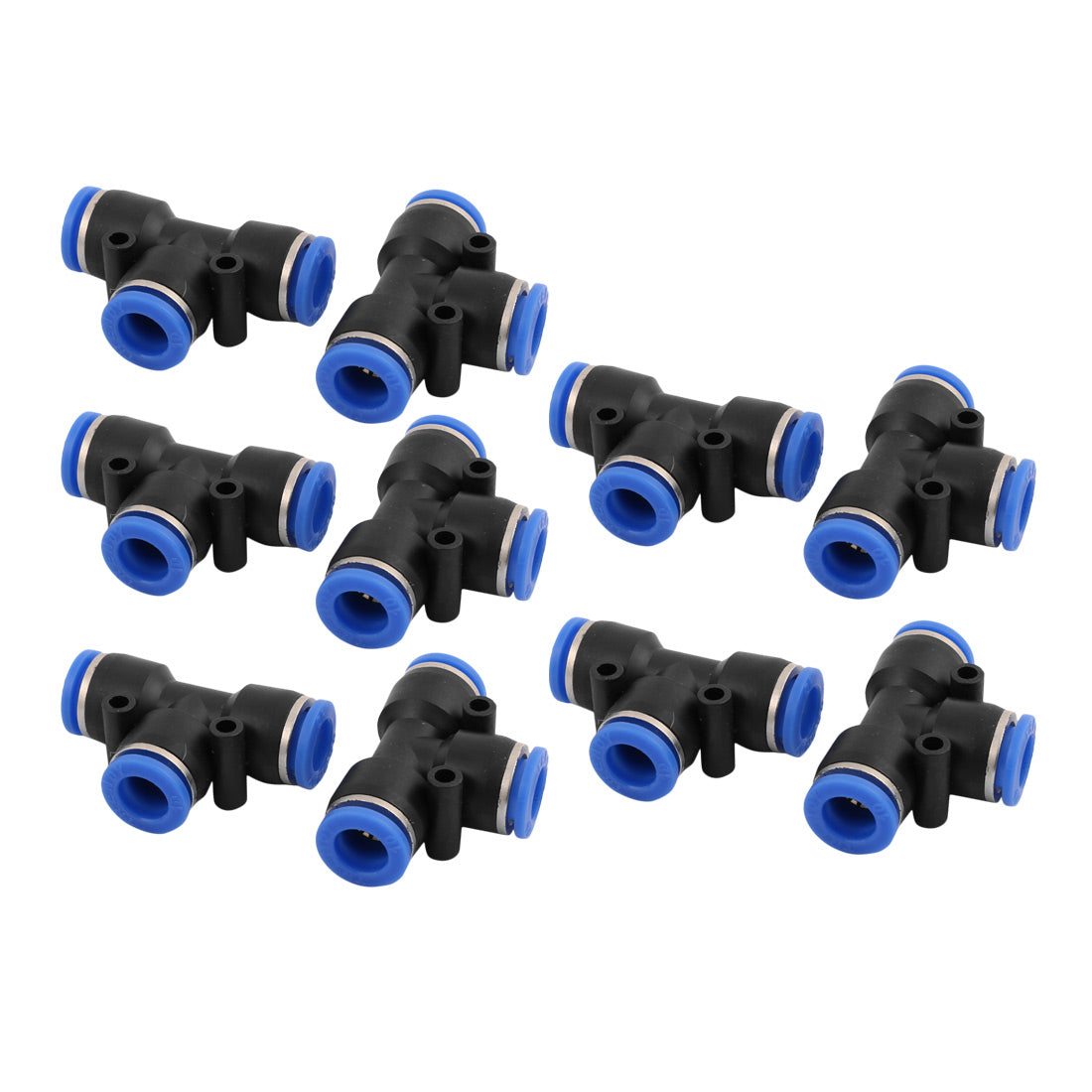 uxcell Uxcell 10Pcs 10mm Dia T Type 3 Ways Tube Hose Pneumatic Air Quick Fitting Push In Connector