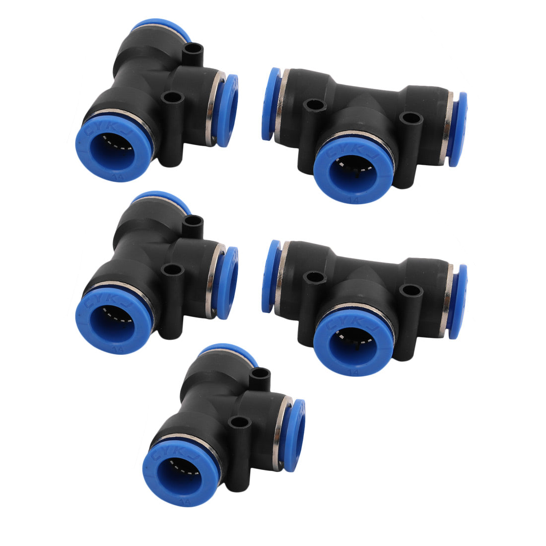 uxcell Uxcell 5Pcs 14mm Dia T Type 3 Ways Tube Hose Pneumatic Air Quick Fitting Push In Connector