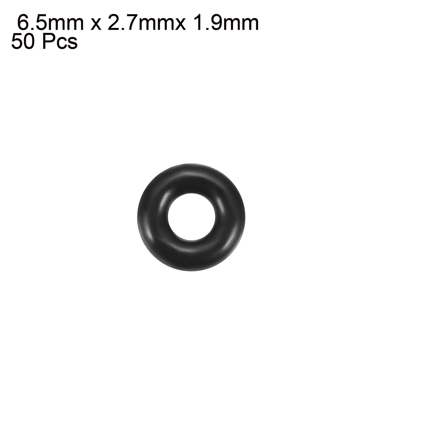 uxcell Uxcell 50pcs Black Round Nitrile Butadiene Rubber NBR O-Ring 6.5mm OD 1.9mm Width