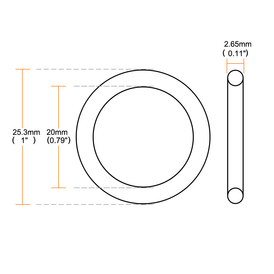 uxcell Uxcell 20Pcs Round Nitrile Butadiene Rubber NBR O-Ring 20mm Inner Dia 2.65mm Width