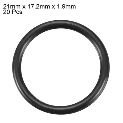 Harfington Uxcell 20Pcs Black Round Nitrile Butadiene Rubber NBR O-Ring 21mm OD 1.9mm Width