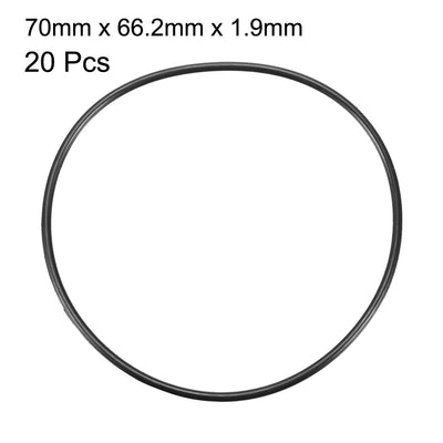 Harfington Uxcell 20Pcs Black Round Nitrile Butadiene Rubber NBR O-Ring 70mm OD 1.9mm Width