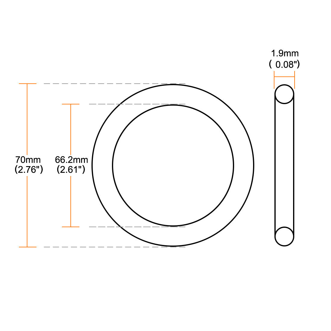 uxcell Uxcell 20Pcs Black Round Nitrile Butadiene Rubber NBR O-Ring 70mm OD 1.9mm Width