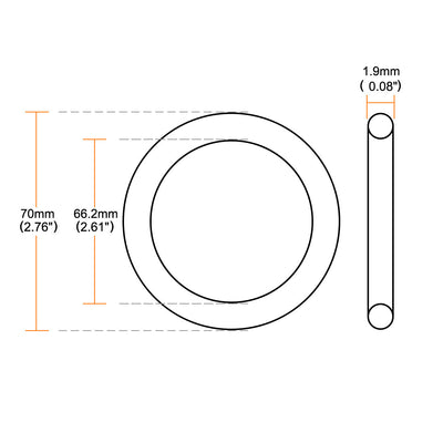 Harfington Uxcell 20Pcs Black Round Nitrile Butadiene Rubber NBR O-Ring 70mm OD 1.9mm Width