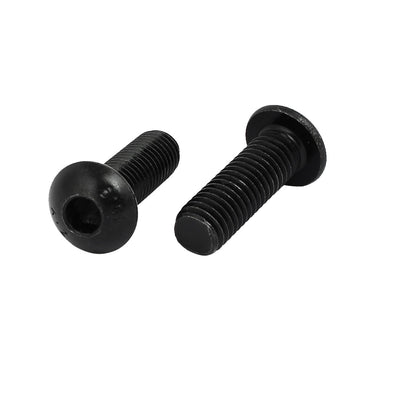 Harfington Uxcell M10x30mm 10.9 Alloy Steel Button Head Hex Socket Cap Screw Bolt Black 15pcs