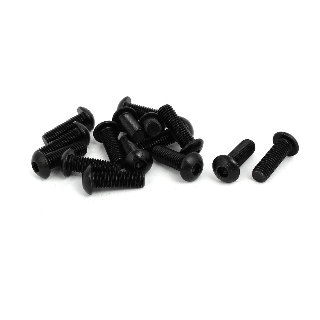 uxcell Uxcell M10x30mm 10.9 Alloy Steel Button Head Hex Socket Cap Screw Bolt Black 15pcs